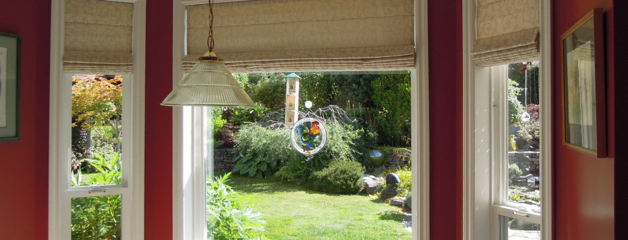 roman shades, roman blinds, bay, window