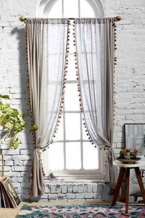 curtain, arched window, window treatment