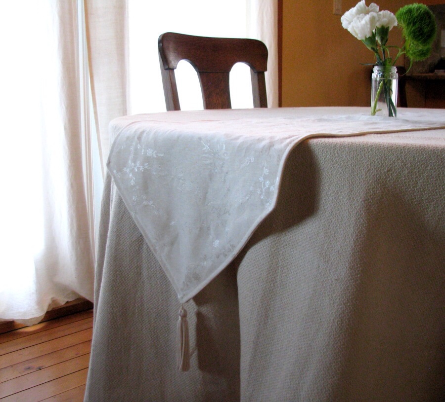 Hemp and silk table linens