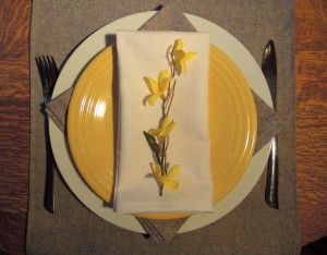 grey, yellow, white, table, linens, Spring