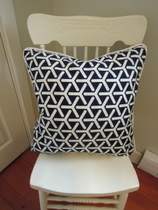 organic cotton, navy and white, pillow