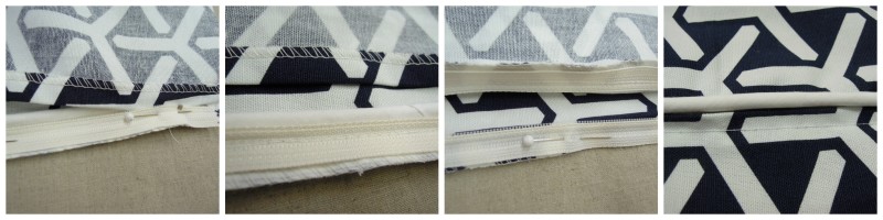 sewing zipper to pillow