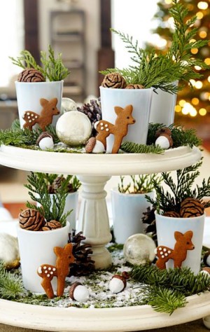 christmas, decor, table, reindeer, woodland