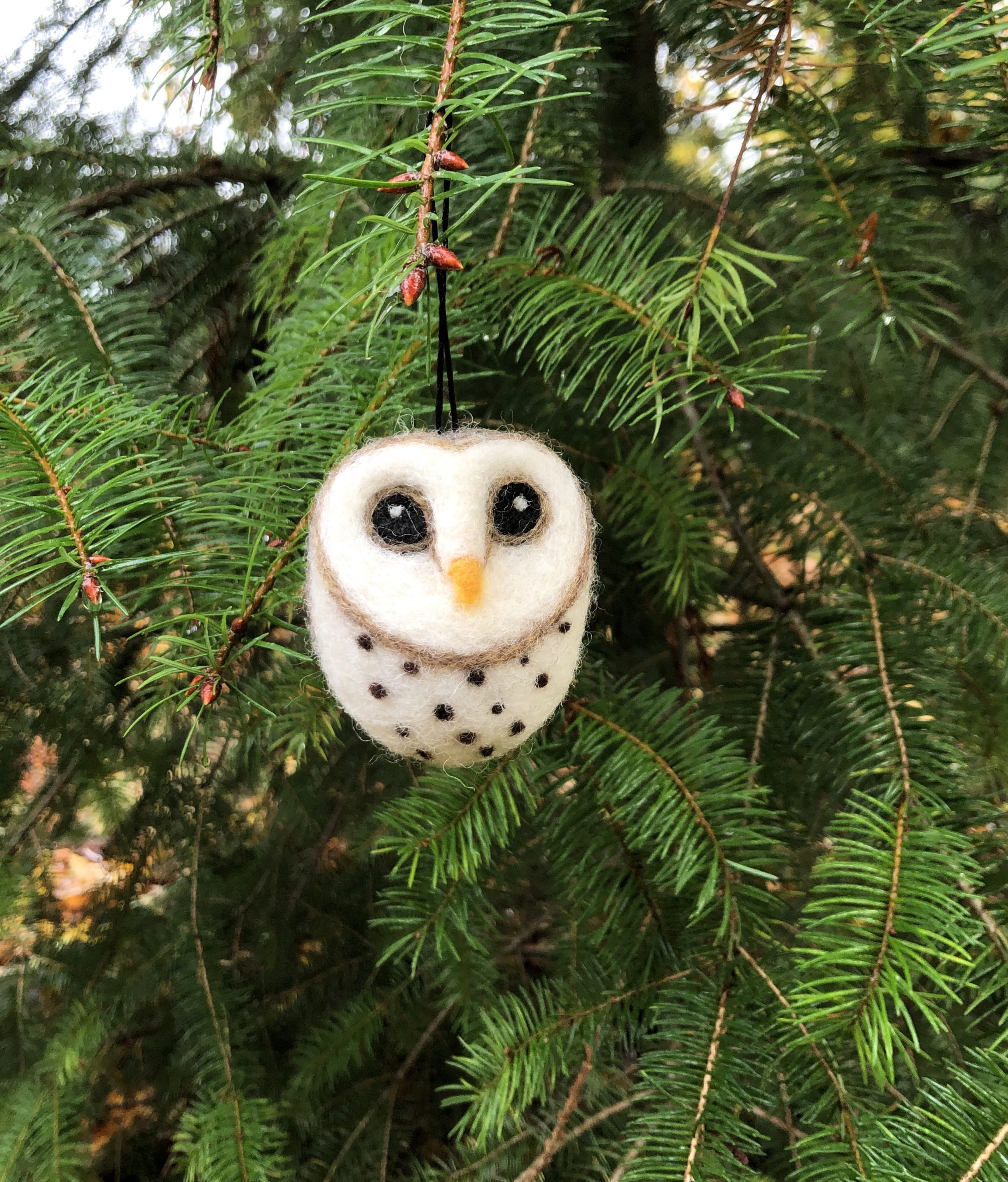 felted owl ornament