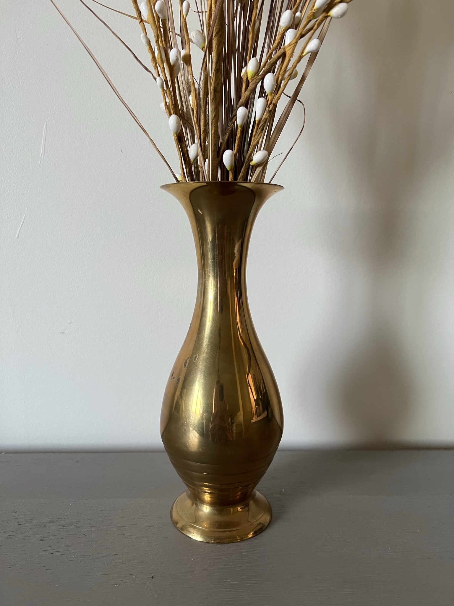 Vintage Etched Brass Vase Approx. 9 Single Flower Bud Vase