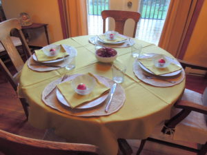 table, setting, linen, yellow
