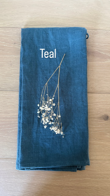 teal hemp hand towel