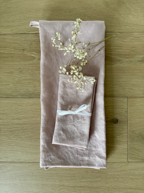 light pink linen towels