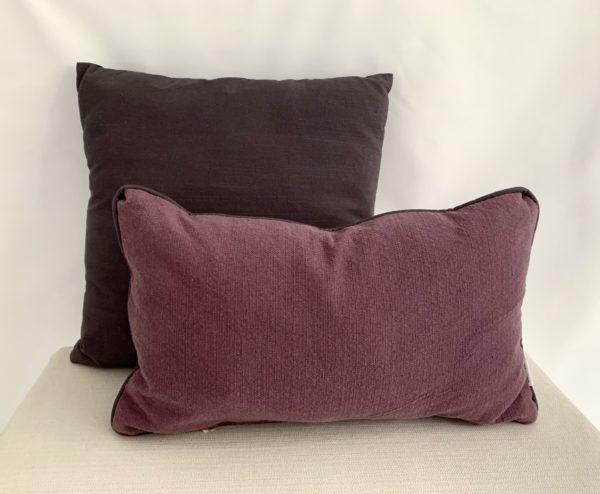 violet pillow, grey pillow