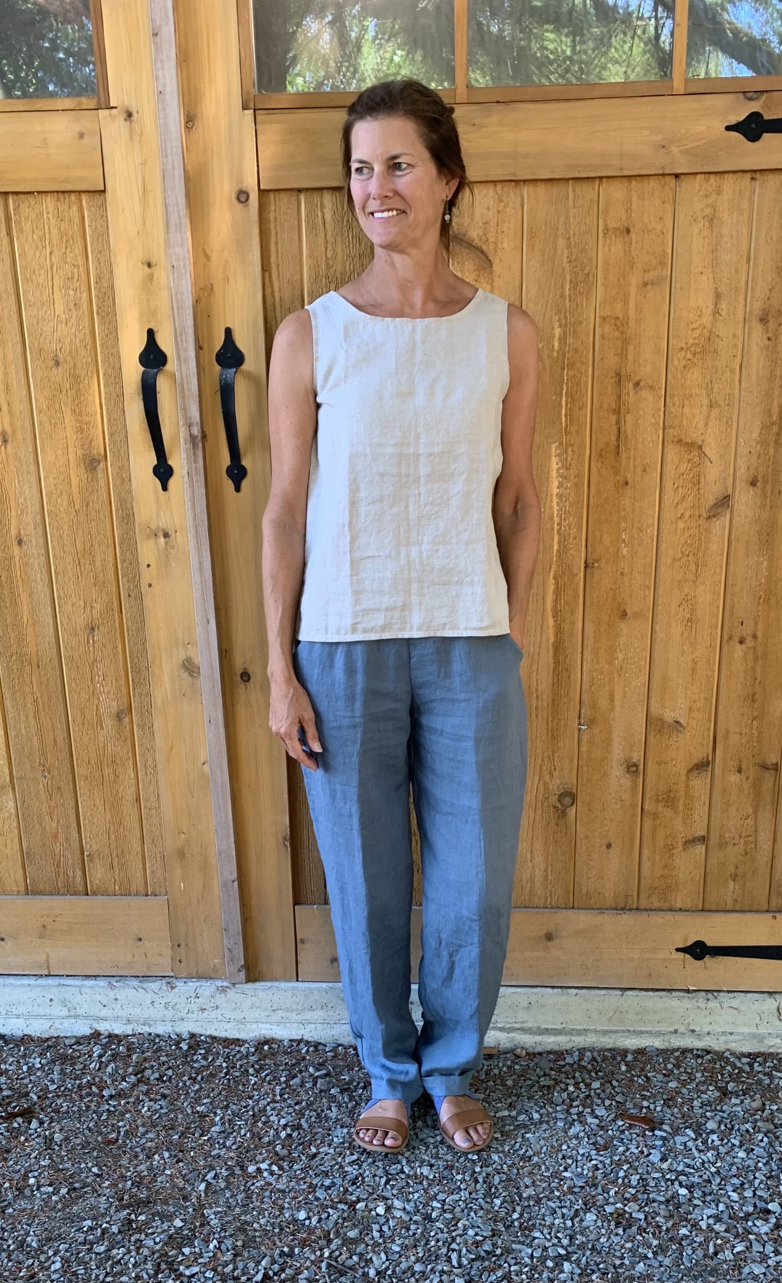Sophie Linen Pants - Aegean Blue - Size Medium - NikkiDesigns