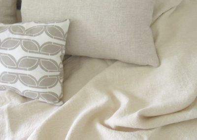 organic bedding, hemp throw, linen pillows