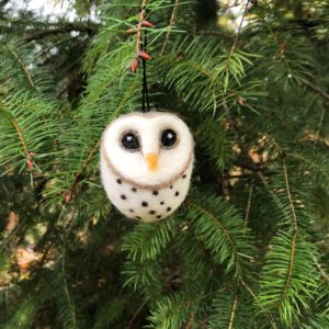 felted owl ornament