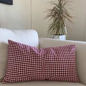 red and white pillow cover