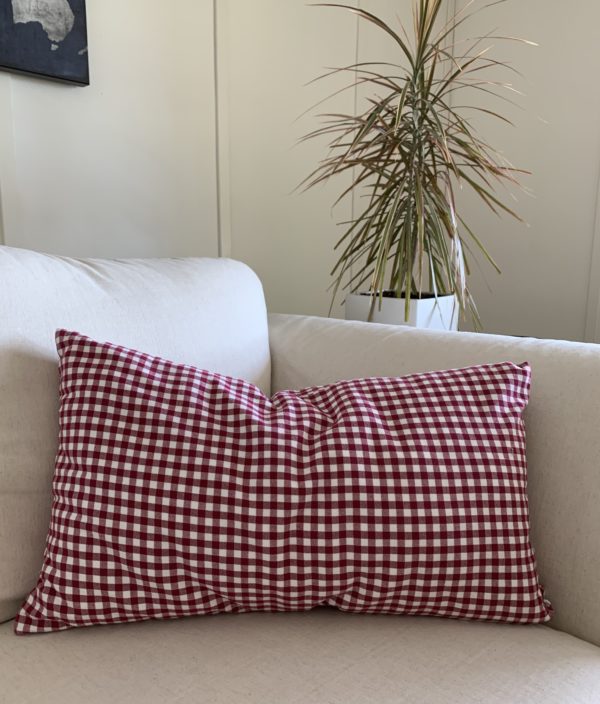 red and white pillow cover