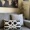 grey and white stripe pillow