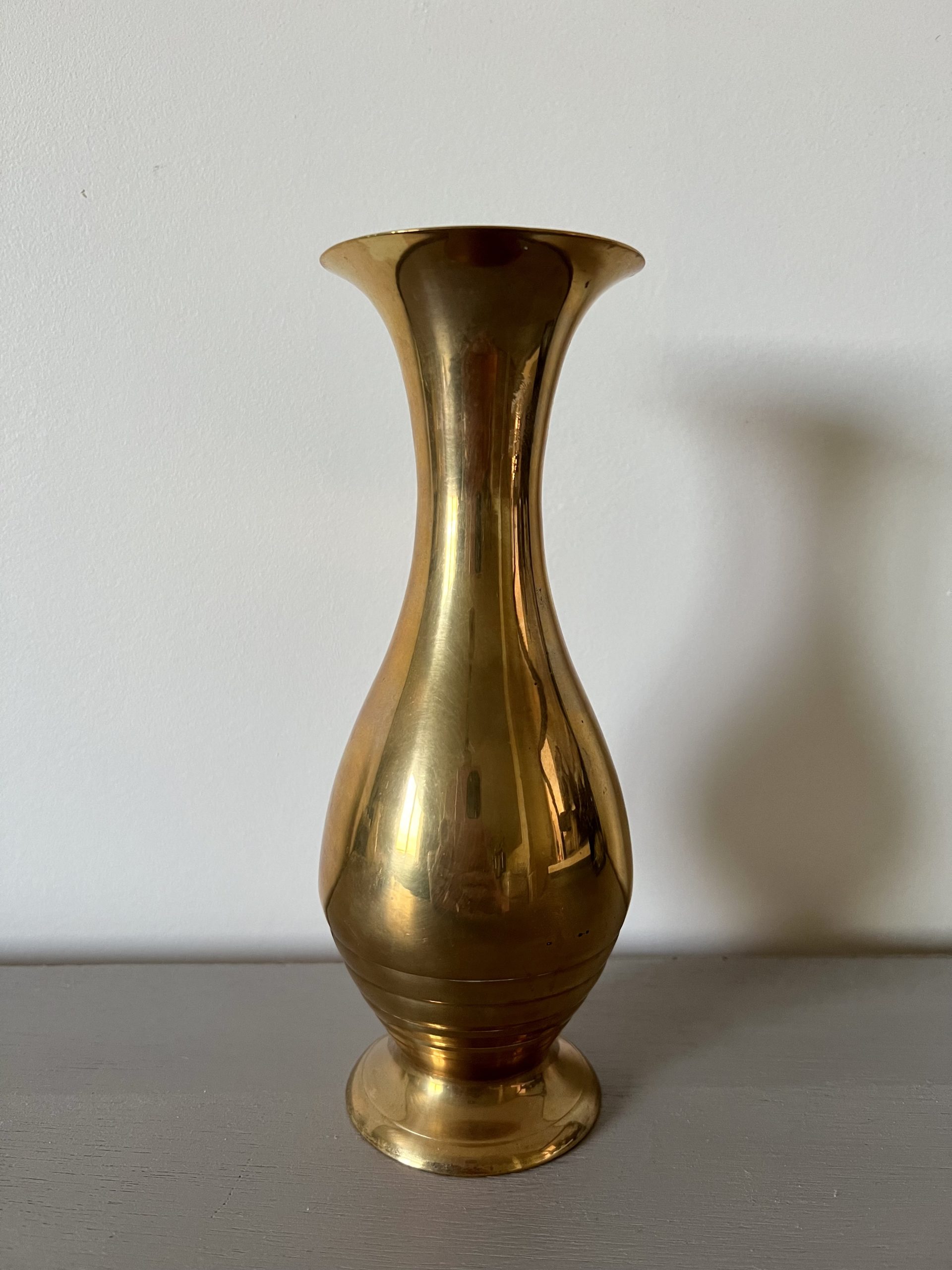 Tall Brass Vase With Intricate Etched Design Vintage Home Decor