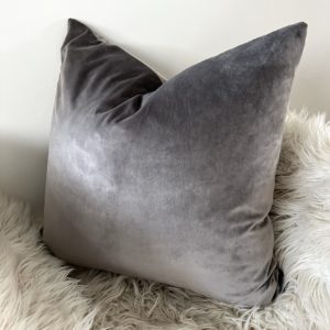 Gray velvet pillow
