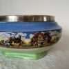 Vintage English Porcelain Footed Bowl with Silver Rim