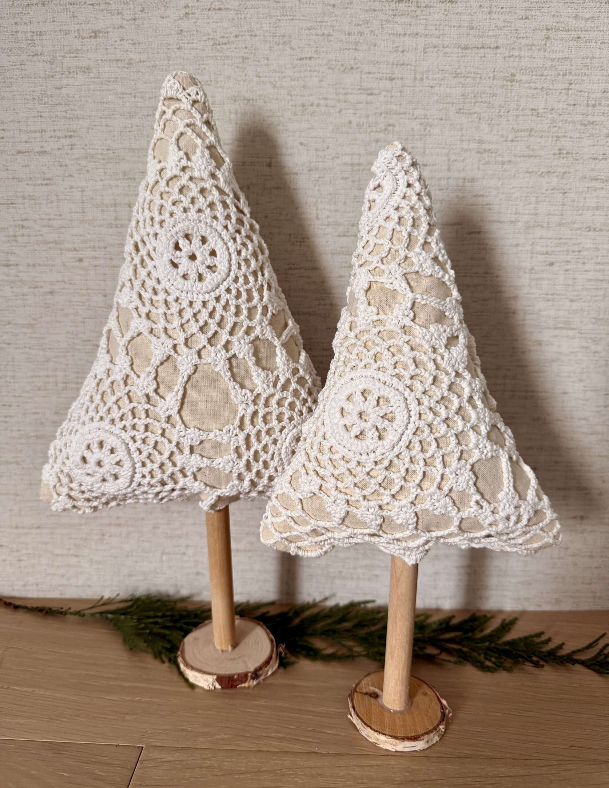 Handmade Vintage Lace Christmas Trees - Set of 2 - Image 3