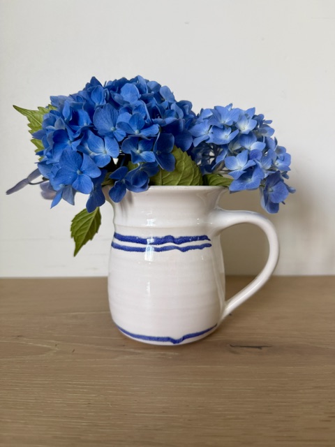 Vintage Blue and White Stoneware Pitcher - Image 4